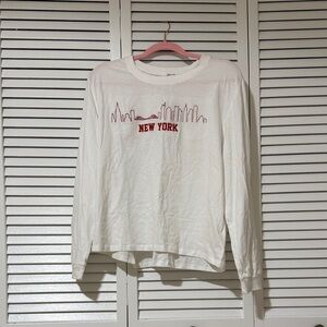 White 'New York' Long Sleeve Tee
